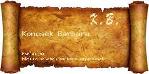 Koncsek Barbara névjegykártya